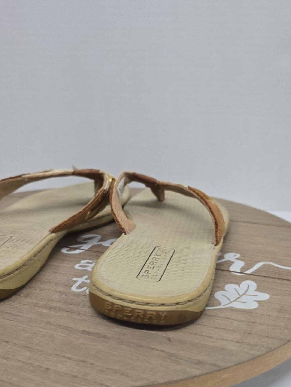 Sperry Tan Cream & Gold Braided Thong Sandals Womens Size 9.5 - Picture 6 of 16